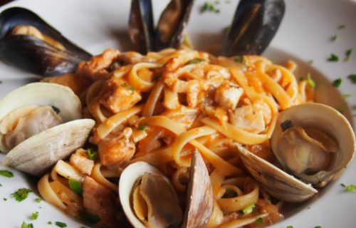 Seafood fettuccine at Cioppino's Restaurant