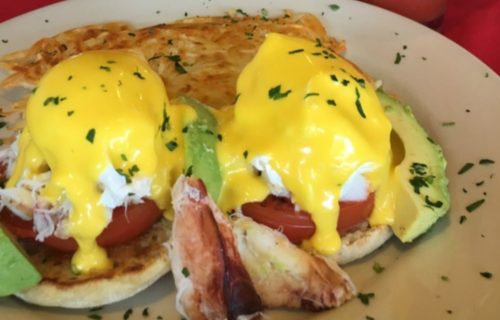 Crab Benedict at Beach Street Grill in Fisherman's Wharf.