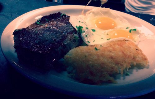 Steak and eggs at Beach Street Grill in Fisherman's Wharf.